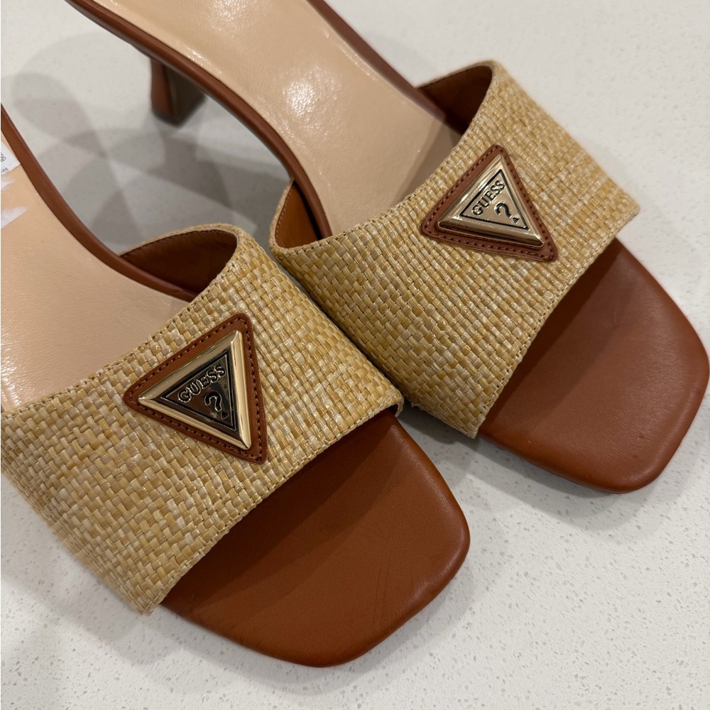 GUESS Women's Tan and Brown Heeled Sandals